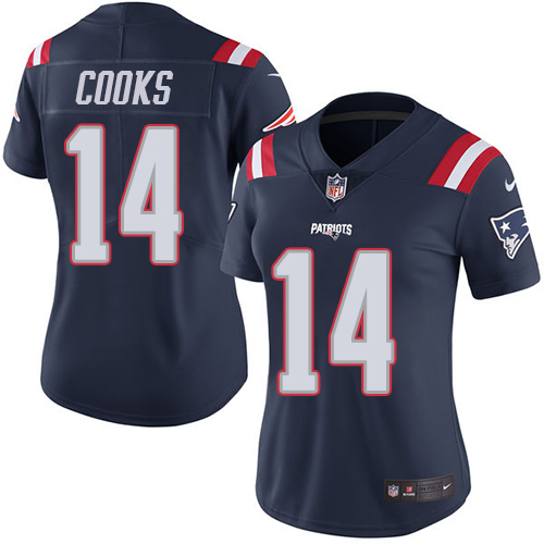 Nike Patriots #14 Brandin Cooks Navy Blue Women's Stitched NFL Limited Rush Jersey